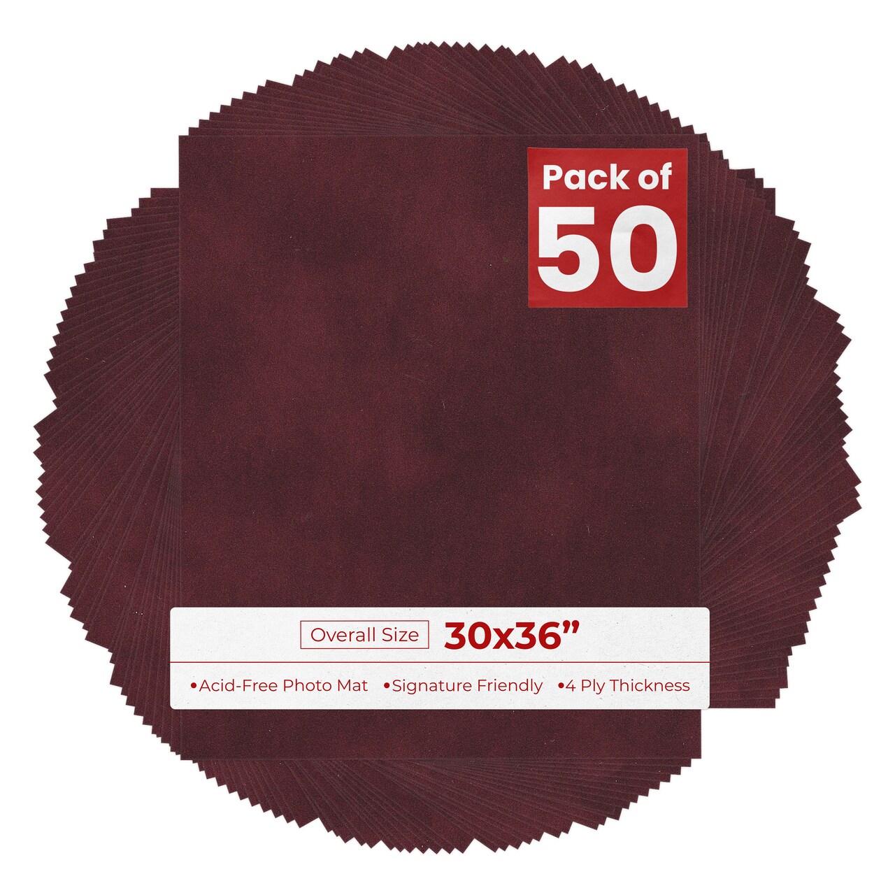 Dark Red Suede 30x36 Uncut Mat Board - Blank Sheets, No Opening